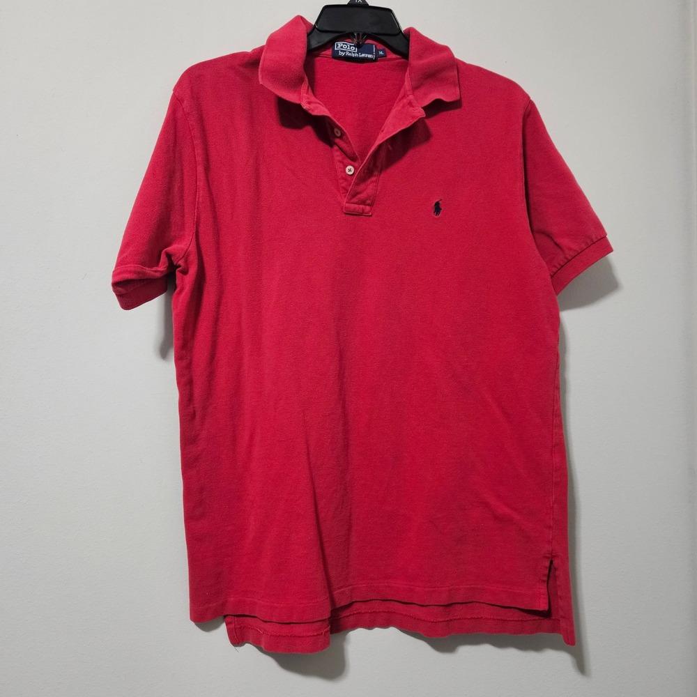 Polo Ralph Lauren Mens XL Red Short Sleeve Pique Cotton Pony Logo Polo Shirt